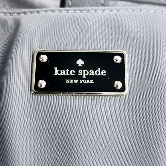 Kate Spade Wilson Road Talya Grey Nylon Dual Leather Handles Large Tote Bag - Picture 3 of 15